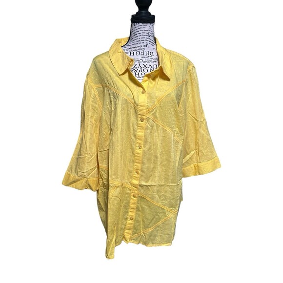 Catherines Women Blouse 2x Top Butter Button Up Vacation Professional Office - Picture 1 of 7